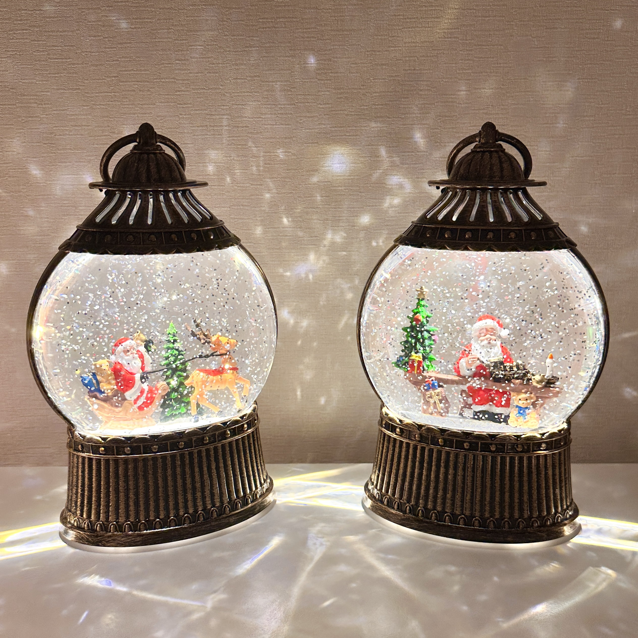 크리스마스 원형 랜턴 오르골 워터볼 LED 조명 인테리어소품 선물 트리 산타 눈사람