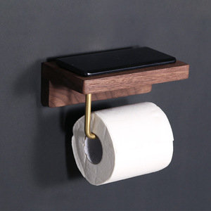 우드 골드 선반형 휴지걸이 욕실 화장실 인테리어 소품 (걸이식)