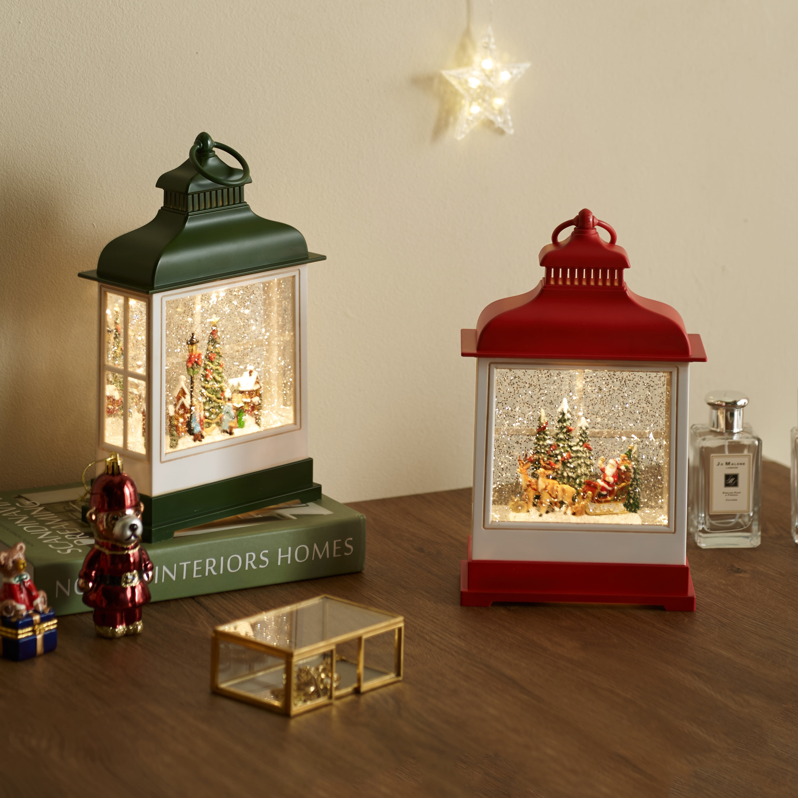 크리스마스 레드 그린 하우스 오르골 워터볼 LED 조명 인테리어소품 선물