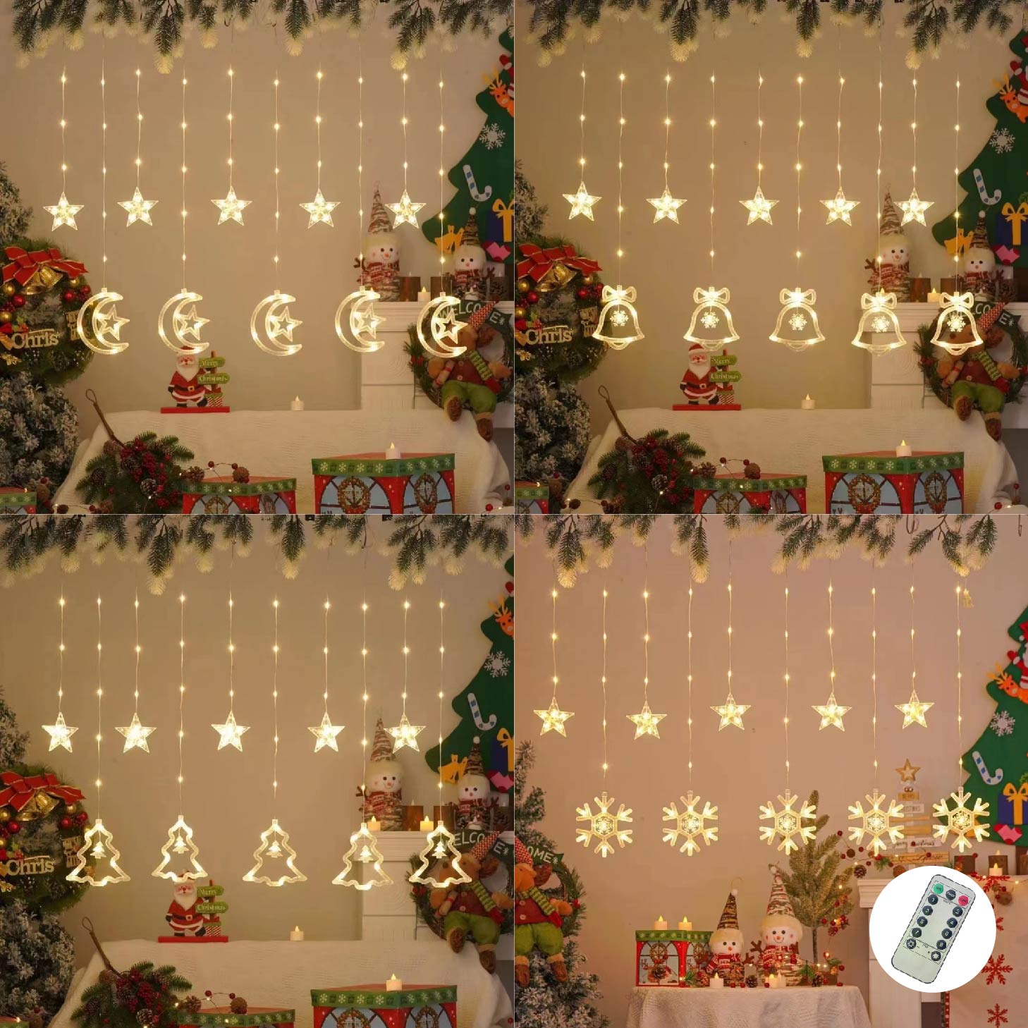 크리스마스 커튼식 가랜드 LED 조명 모음 창문 줄전구 카페 거실 파티