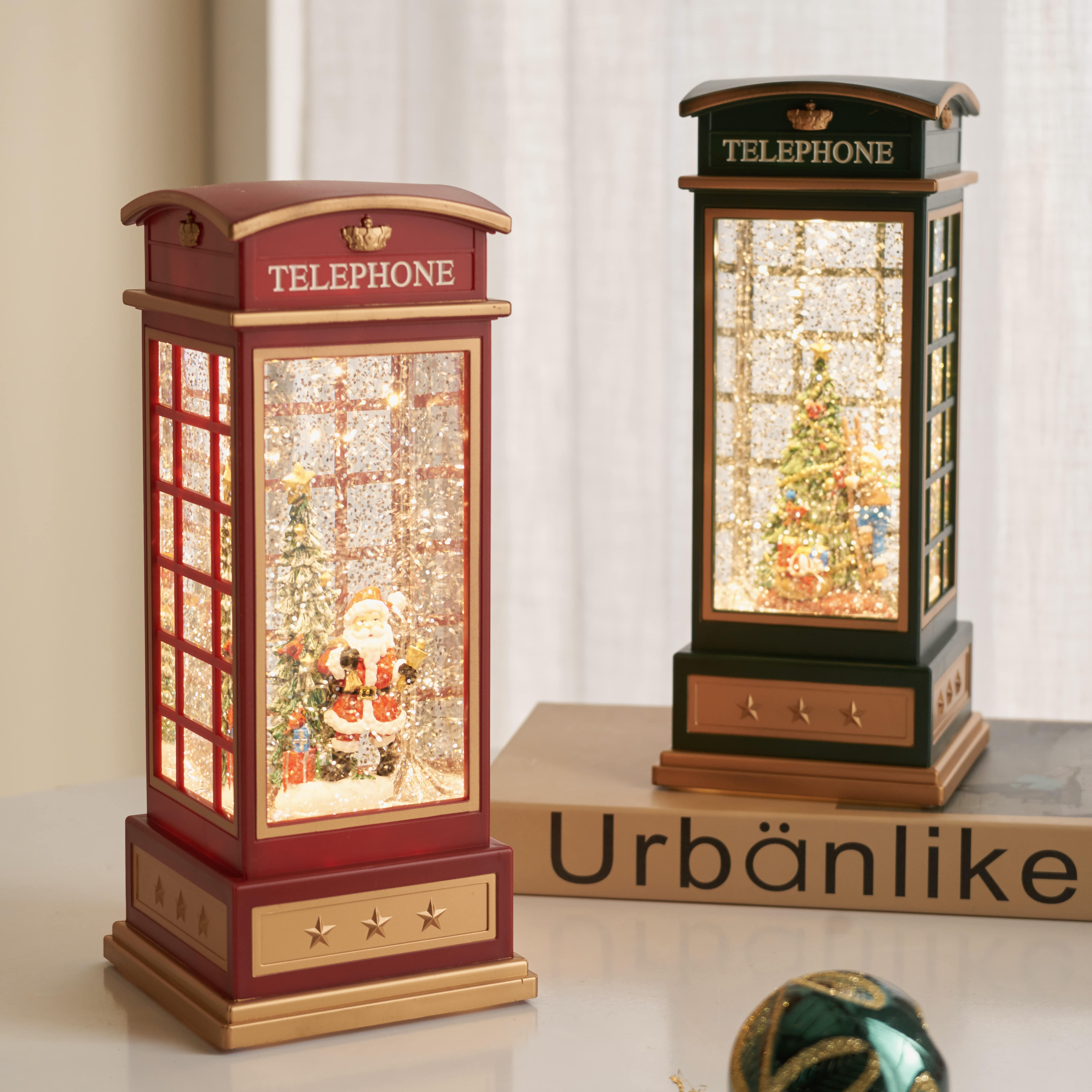크리스마스 런던 전화부스 오르골 워터볼 LED 조명 인테리어소품 선물