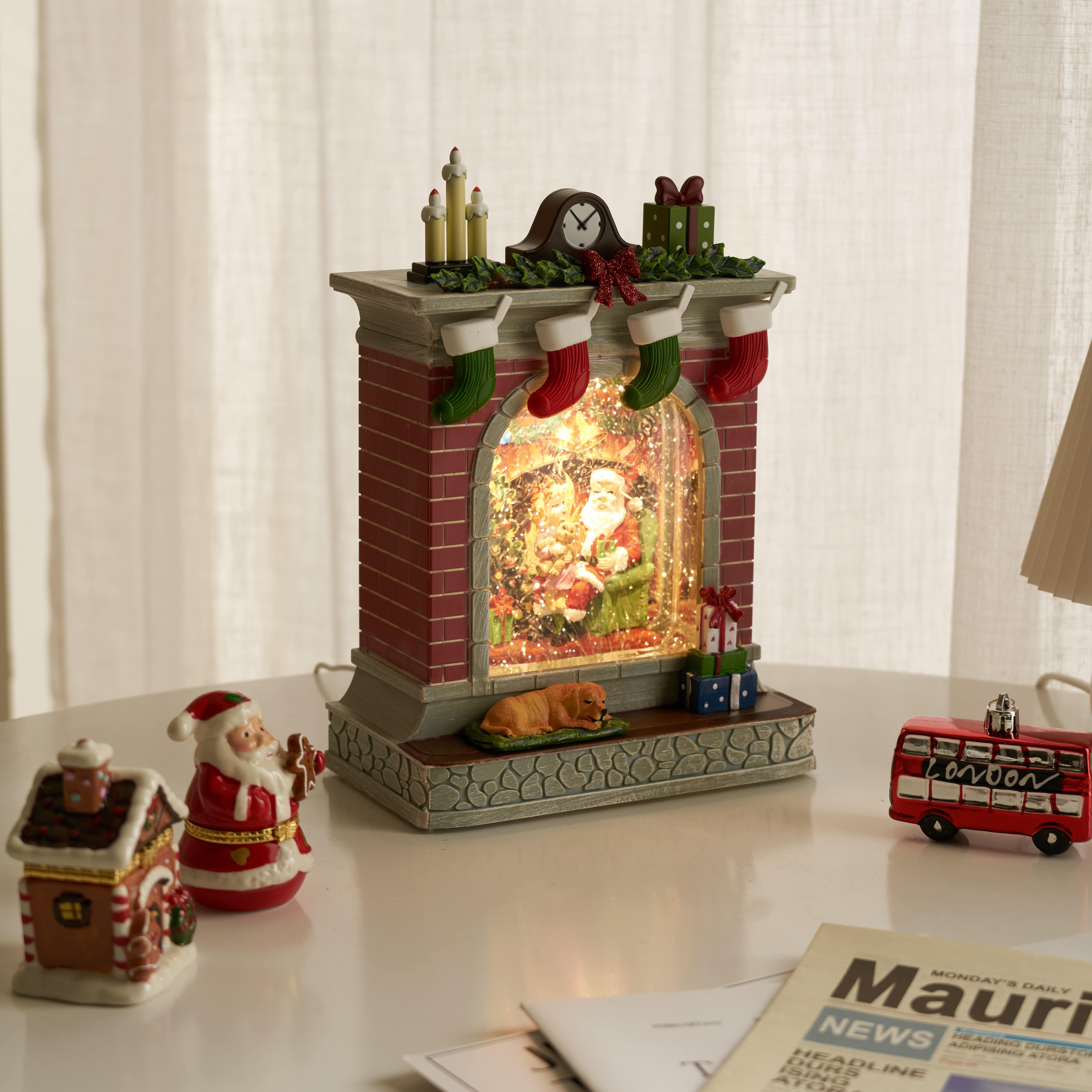 크리스마스 산타 벽난로 오르골 워터볼 LED 조명 인테리어소품 선물